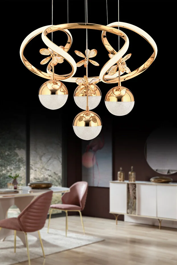 Rodin 3 Renk Gold Sarkıt Led Modern Ledli Avize